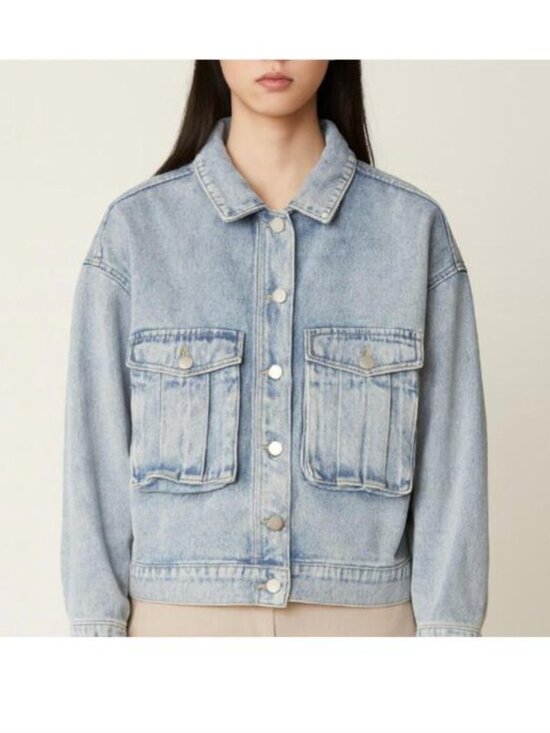 Jackets & Blazers - OAK + FORT Boxy Medium Acid Wash Cropped Heavyweight Denim Jean Jacket Small